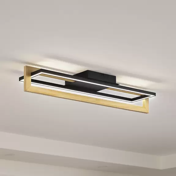 Lampenwelt Lindby LED-Deckenleuchte Holamu, 80 cm, Holz Speichern exportieren
