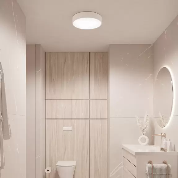 Lampenwelt Deckenleuchte Cleo, weiß, Ø 20 cm, Metall, IP54 Im Verkauf