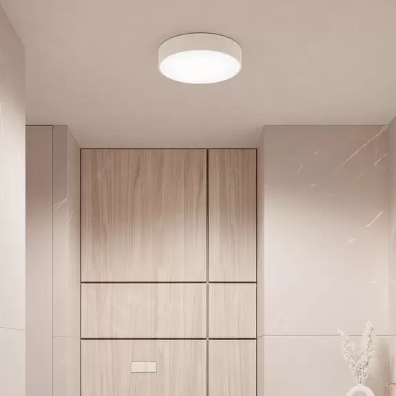 Lampenwelt Deckenleuchte Cleo, weiß, Ø 20 cm, Metall, IP54 Im Verkauf