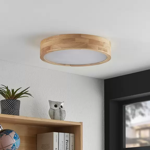Lampenwelt Lindby Tanju Deckenleuchte, Eichenholz, Ø 40 cm Rabatte dieses Monats