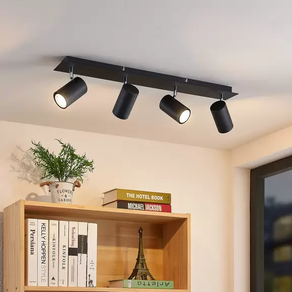 Lampenwelt Lindby Joffrey Deckenstrahler, 4-fl. 70 cm schwarz Hotsell