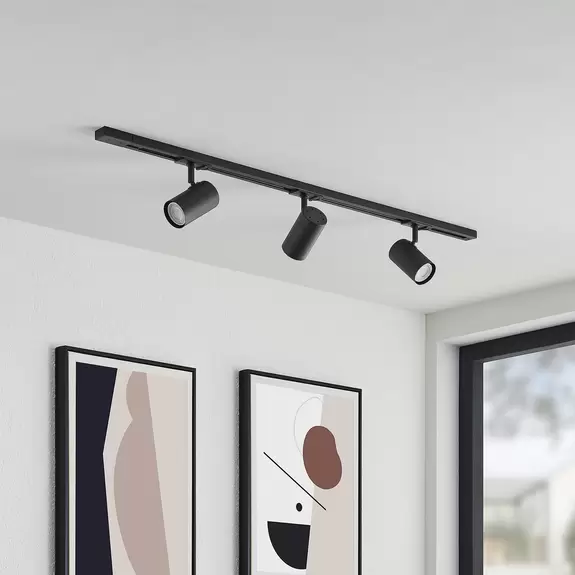 Lampenwelt Lindby 1-Phasen-Schienensystem Linaro, GU10, schwarz, 3-flg Blitzverkäufe