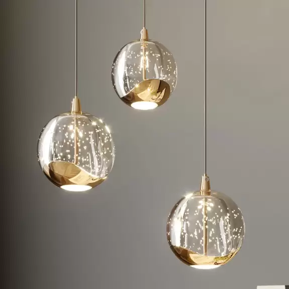 Lampenwelt LED-Pendellampe Hayley m. Glaskugeln, 3-fl., gold Kostenloser Versand