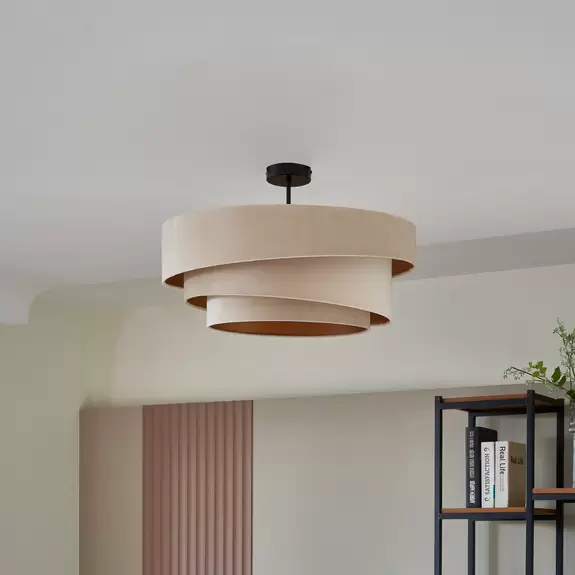 Lampenwelt Lindby Jusari Deckenlampe aus Textil, weiß Weihnachtsangebot