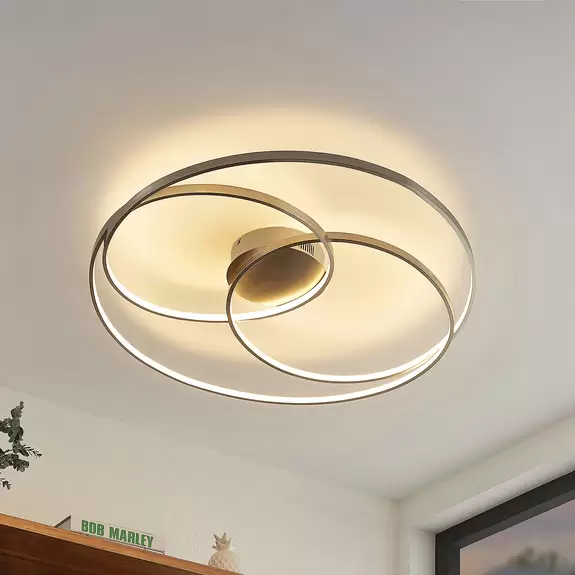 Lampenwelt Lindby Kateryna LED-Deckenleuchte nickel Vatertagsangebot