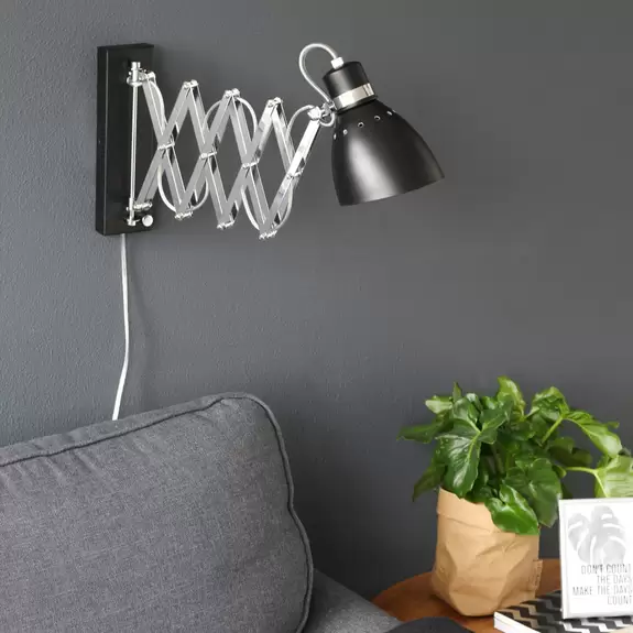 Lampenwelt Scherenlampe Spring, schwarz/chrom Jubiläumsangebot