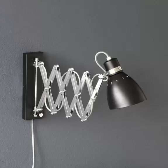 Lampenwelt Scherenlampe Spring, schwarz/chrom Jubiläumsangebot