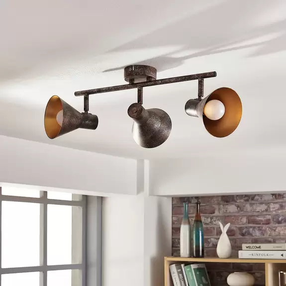Lampenwelt Lindby Deckenleuchte Zera, 3-flammig, rostfarben, Länge 40cm JETZT KAUFEN