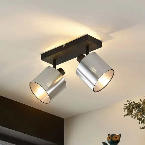 Lampenwelt Lindby Joudy Deckenlampe, 2-flammig, alu gebürstet Nur für heute