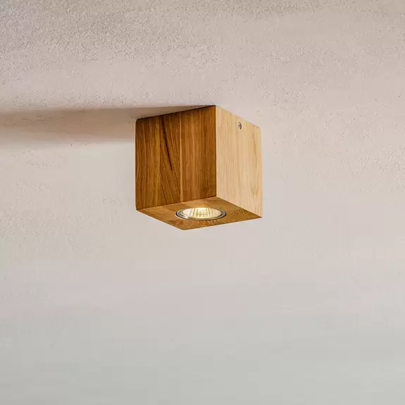 Lampenwelt Deckenlampe Wooddream 1-flammig Eiche, eckig, 10cm Riesige Rabatte
