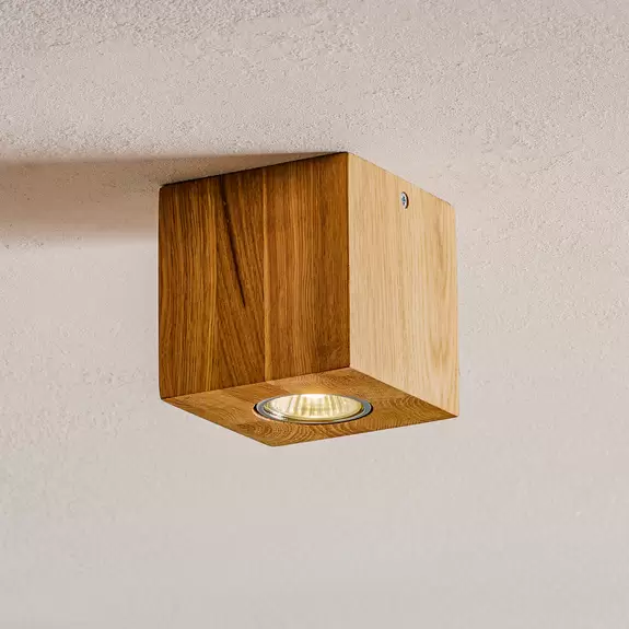 Lampenwelt Deckenlampe Wooddream 1-flammig Eiche, eckig, 10cm Riesige Rabatte