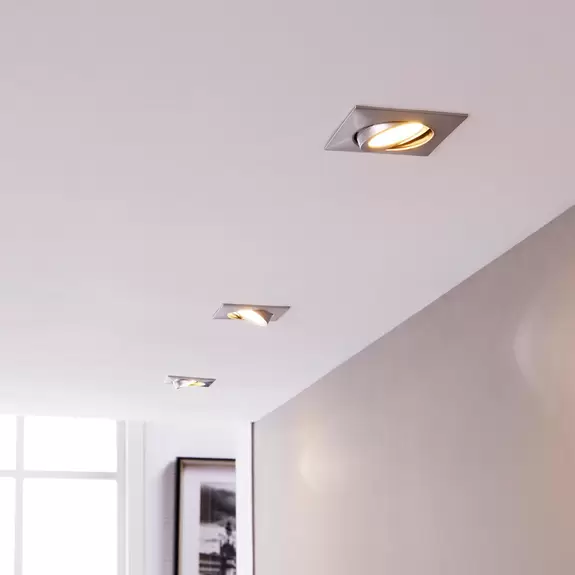 Lampenwelt Chrom-Einbaulampen mit LEDs, eckig 3er-Set Kostenloser Versand international