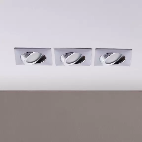 Lampenwelt Chrom-Einbaulampen mit LEDs, eckig 3er-Set Kostenloser Versand international