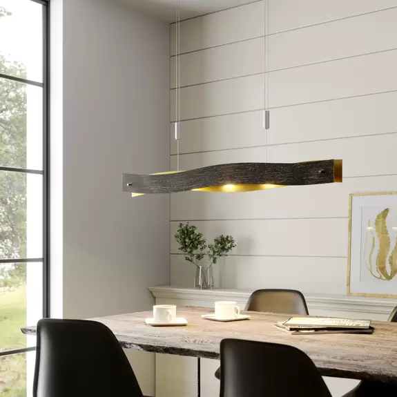 Lampenwelt Dimmbare LED-Hängeleuchte Ebu, schwarz-gold Speichern exportieren