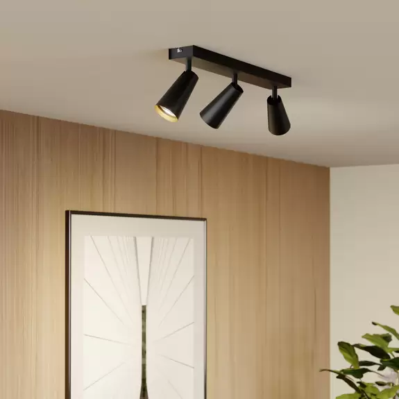 Lampenwelt Lucande Angelina Deckenlampe schwarz-gold, 3-fl Heißer Verkauf