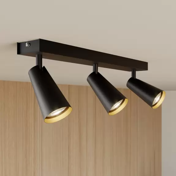 Lampenwelt Lucande Angelina Deckenlampe schwarz-gold, 3-fl Heißer Verkauf
