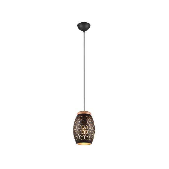Lampenwelt Hängelampe Bidar, Ø 15 cm, schwarz-gold, Metall Wochenangebot