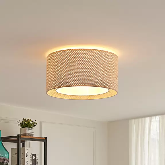 Lampenwelt Lindby Deckenleuchte Soula, Ø 40 cm, beige, Kunststoff, E27 Discount Store für neue Produkte