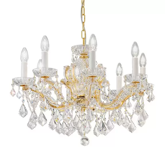 Lampenwelt KOLARZ Maria Louise Lüster, Gold 24 kt, 8-flammig Fabrikladen