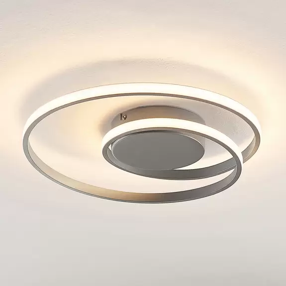 Lampenwelt Lindby Kyron LED-Deckenlampe, silber titanfarbig 50% Rabatt für begrenzte Zeit