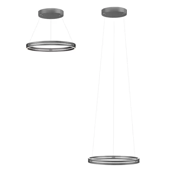 Lampenwelt PURE LED-Hängeleuchte E-Loop, grau, Ø 70 cm, Aluminium, CCT Auslauf