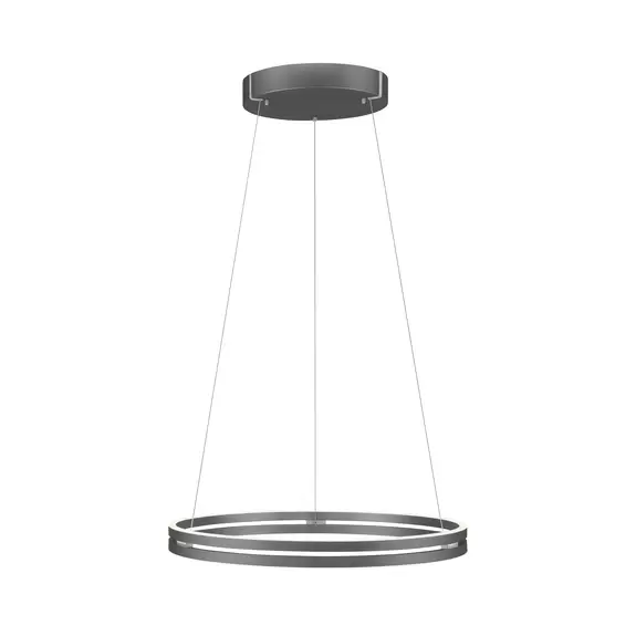 Lampenwelt PURE LED-Hängeleuchte E-Loop, grau, Ø 70 cm, Aluminium, CCT Auslauf