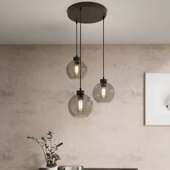 Lampenwelt Hängeleuchte Cubus, graphit, Glas, 110 cm Abhängung Günstig kaufen
