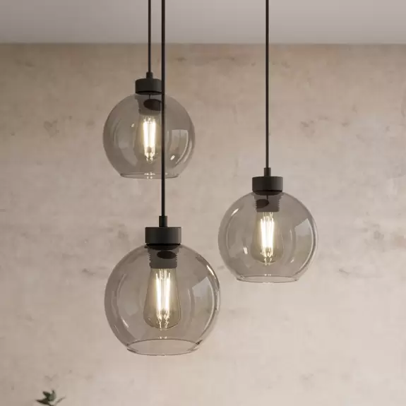 Lampenwelt Hängeleuchte Cubus, graphit, Glas, 110 cm Abhängung Günstig kaufen