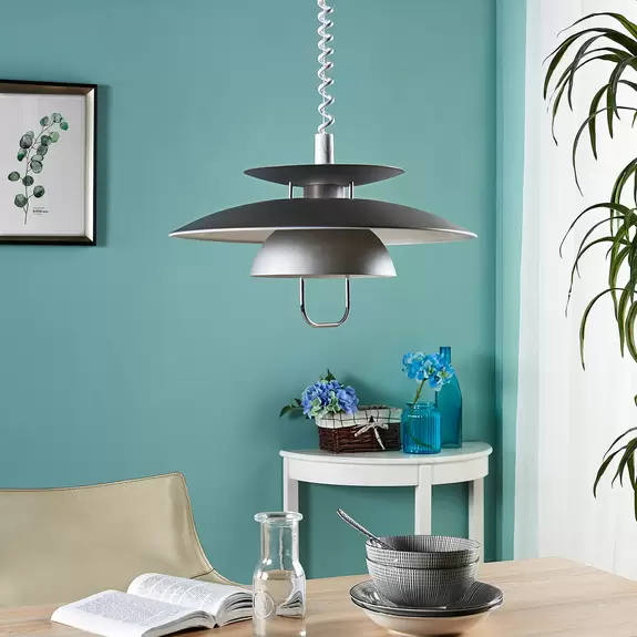 Lampenwelt Lindby Hängeleuchte Nadija, grau, Ø 43 cm, höhenverstellbar Flash Sale