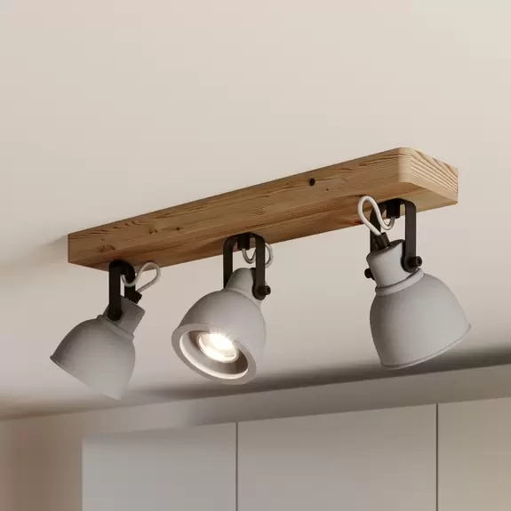 Lampenwelt Lindby Mitis Deckenleuchte, Kiefernholz, 3-fl Preisnachlass