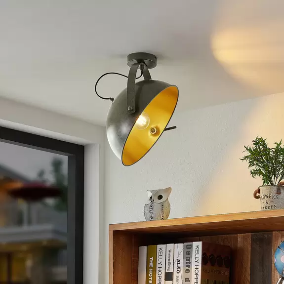 Lampenwelt Lindby Muriel, Deckenlampe, Halbkugel, dunkelgrau Sonderangebote