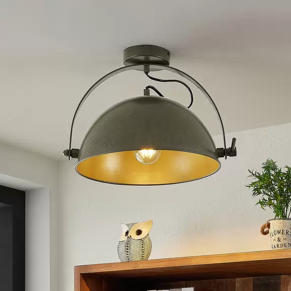 Lampenwelt Lindby Muriel, Deckenlampe, Halbkugel, dunkelgrau Sonderangebote