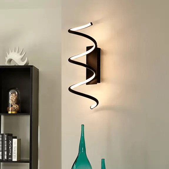 Lampenwelt Lindby Agostara LED-Wandlampe, Spirale, schwarz Wochenangebot