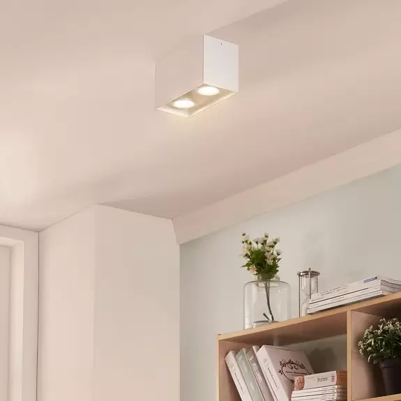 Lampenwelt Aufbau-Downlight Carson in Weiß, zweiflammig Begrenzte Freigabe