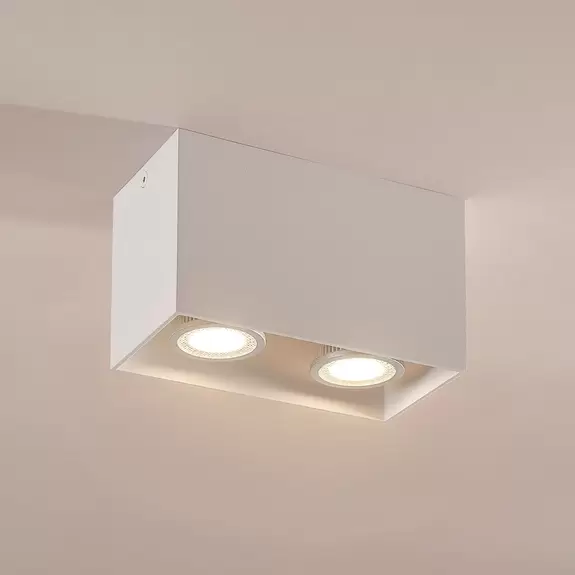 Lampenwelt Aufbau-Downlight Carson in Weiß, zweiflammig Begrenzte Freigabe