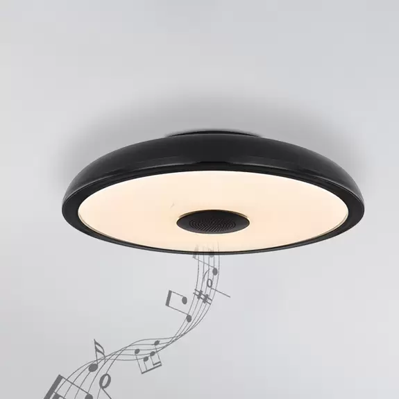 Lampenwelt LED-Deckenleuchte Raffy Lautsprecher RGBW schwarz Zeitbegrenzte Promotion