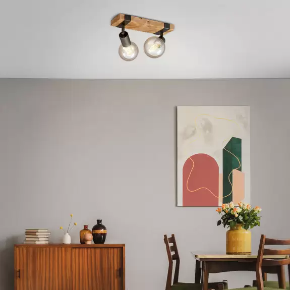 Lampenwelt Deckenleuchte Wood Basic, zweiflammig Bis zu 60% Rabatt