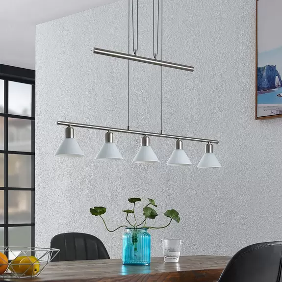 Lampenwelt ELC Bealia Pendellampe, verstellbar, 5-fl. nickel Hotsell