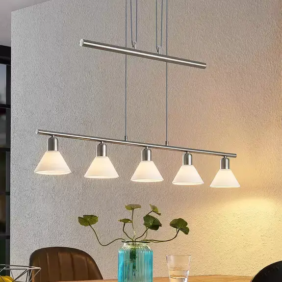 Lampenwelt ELC Bealia Pendellampe, verstellbar, 5-fl. nickel Hotsell