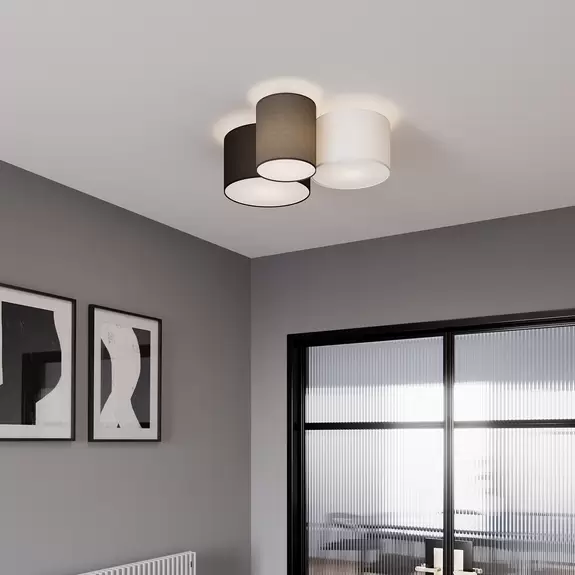 Lampenwelt Lindby Laurenz Deckenlampe, 3-fl., grau, braun Meist gekauft