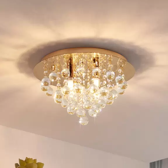Lampenwelt Lindby Deckenleuchte Gillion, 4-flg., goldfarben, Kristall Online Shopping