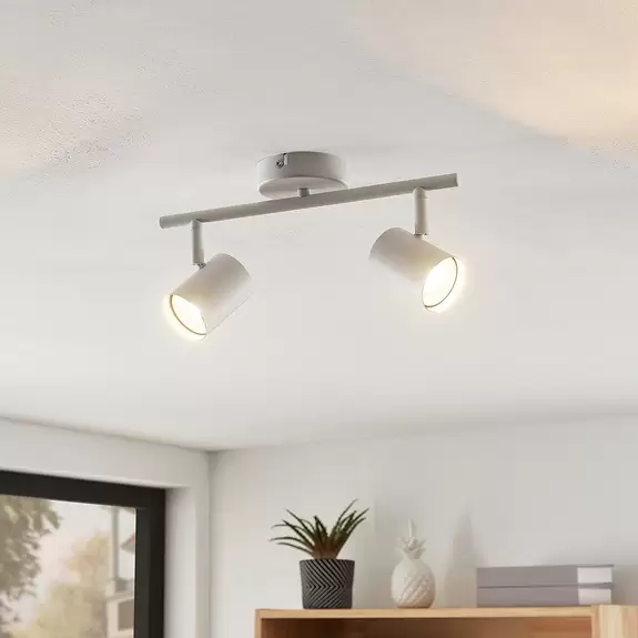 Lampenwelt Lindby Deckenleuchte Jorell, weiß matt, 2-flammig, Metall Vatertagsangebot