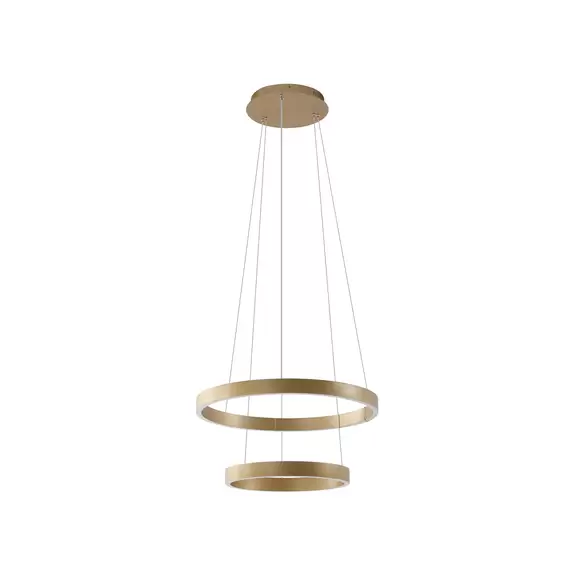 Lampenwelt Lucande Smart LED-Hängeleuchte Yonam, gold, 2-flammig, Tuya Valentinstagsangebot