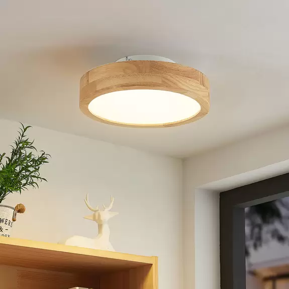 Lampenwelt Lindby Lanira LED-Deckenlampe aus Eichenholz, 30cm Top Angebot