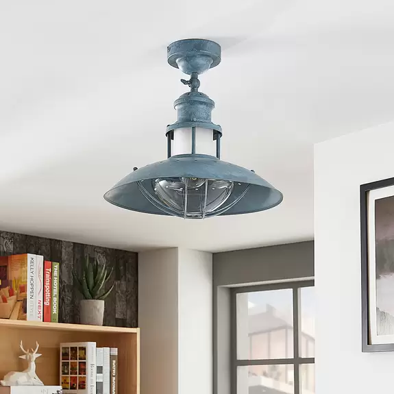Lampenwelt Betongraue Deckenlampe Louisanne, Industriestil Super Sparpreis