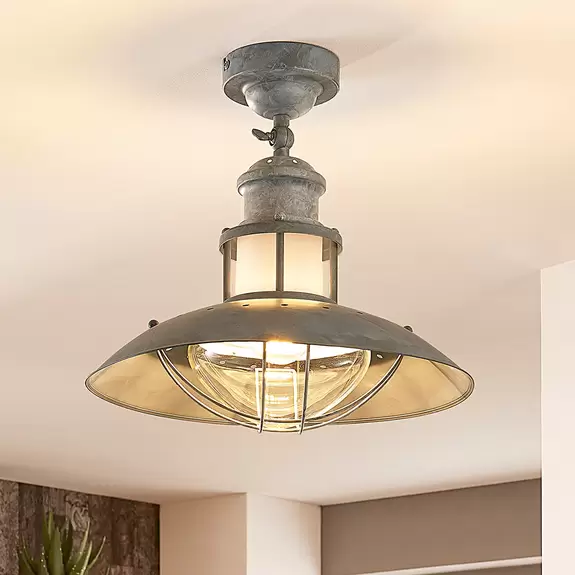 Lampenwelt Betongraue Deckenlampe Louisanne, Industriestil Super Sparpreis