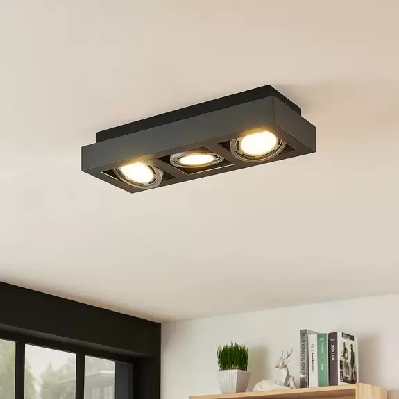 Lampenwelt Deckenstrahler Ronka, GU10, 3-fl., dunkelgrau Begrenzte Freigabe