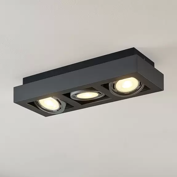 Lampenwelt Deckenstrahler Ronka, GU10, 3-fl., dunkelgrau Begrenzte Freigabe