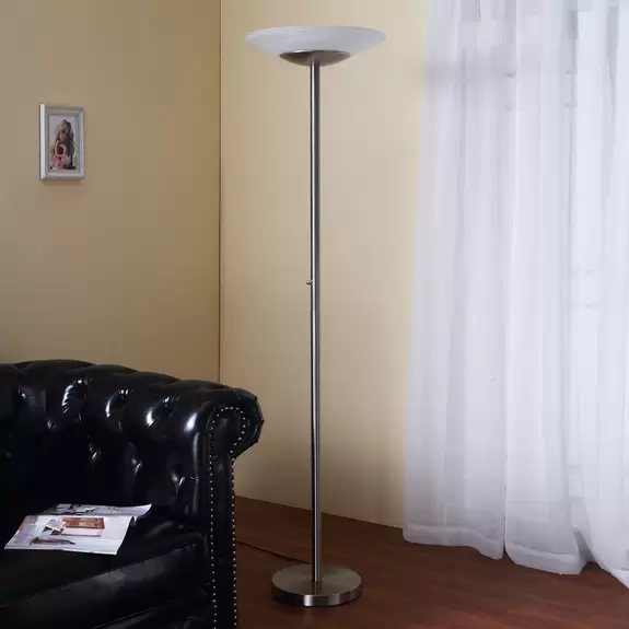 Lampenwelt LED-Deckenfluter Ragna mit Dimmer, nickel matt Letzte 3 Tage