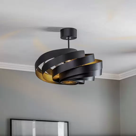 Lampenwelt Deckenleuchte Vento, schwarz, Ø 50 cm, Metall, E27 JETZT KAUFEN
